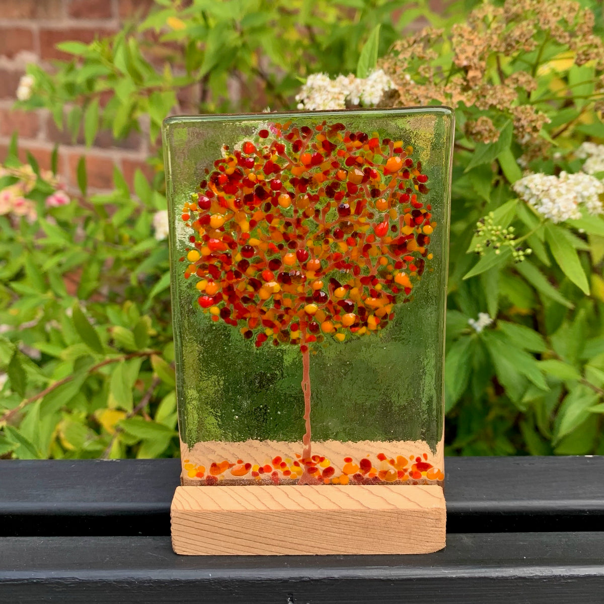 Handmade fused glass tree - Autumn tones
