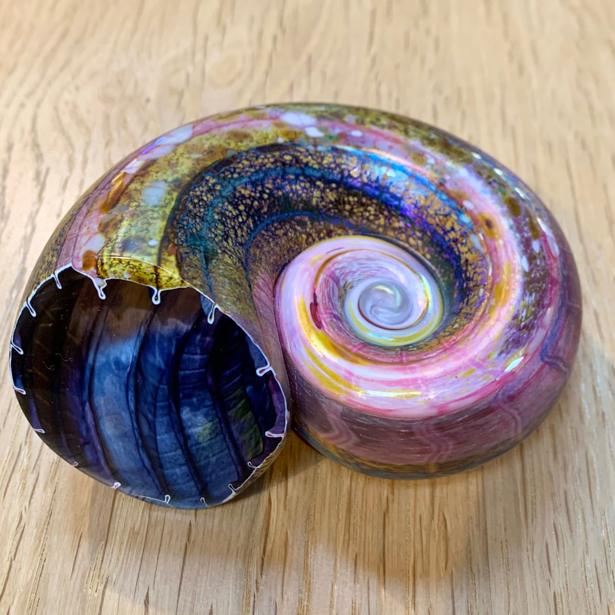 Iridescent glass shell - Pink and Blue
