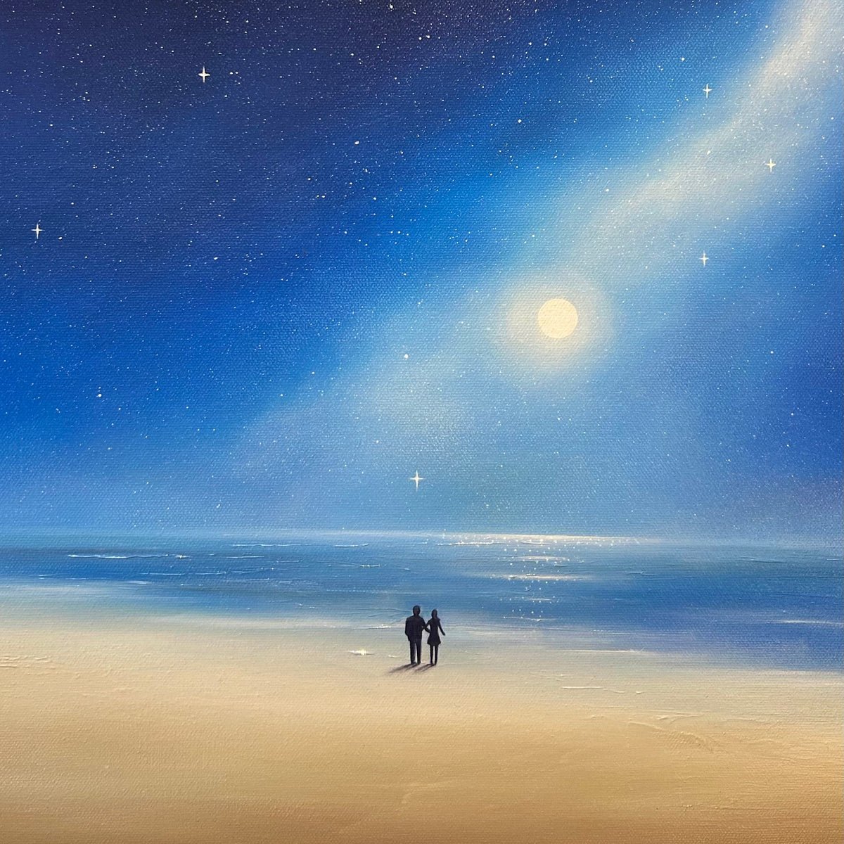 'Waves by Moonlight' Original Oil Painting by Ruby Beau