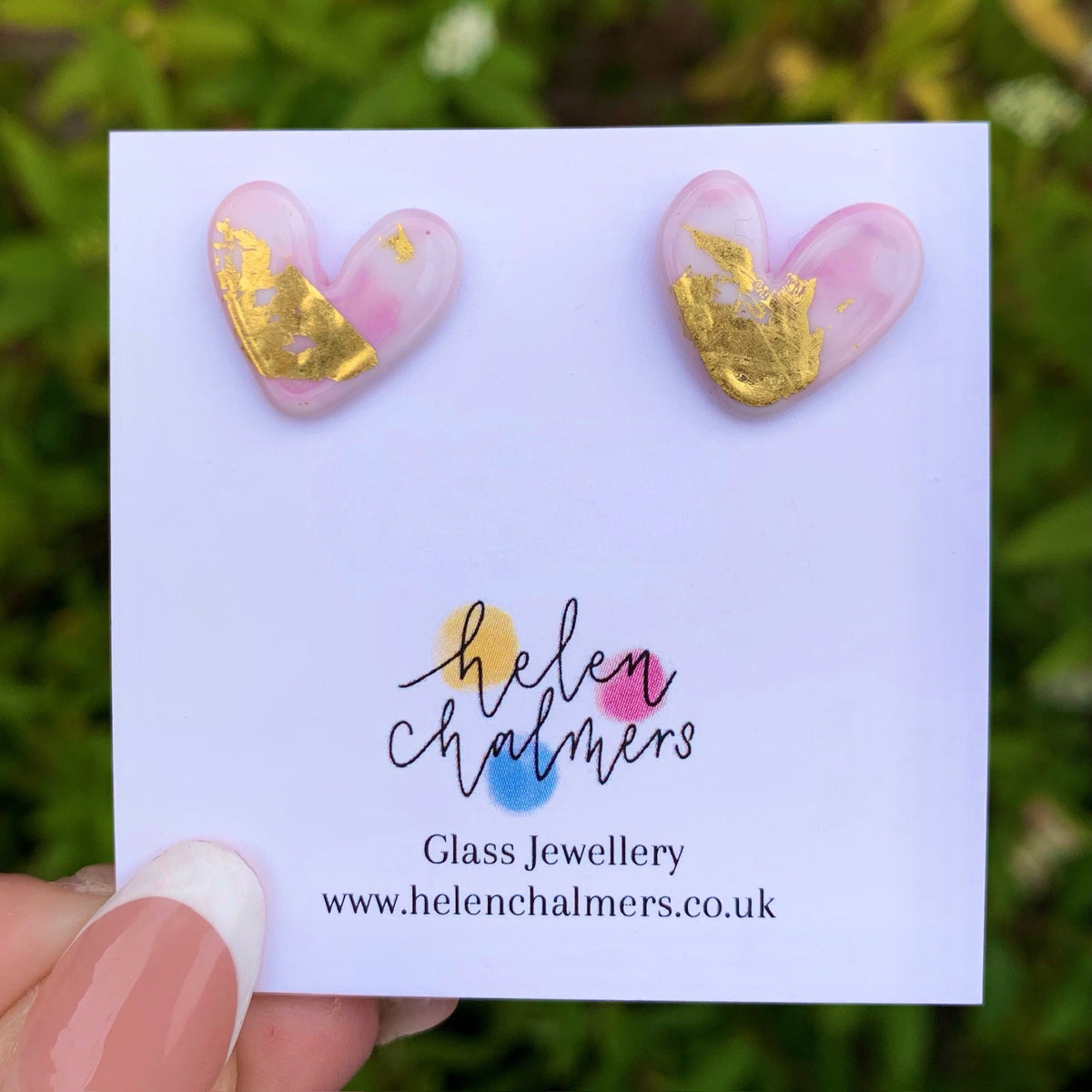 Glass heart earrings