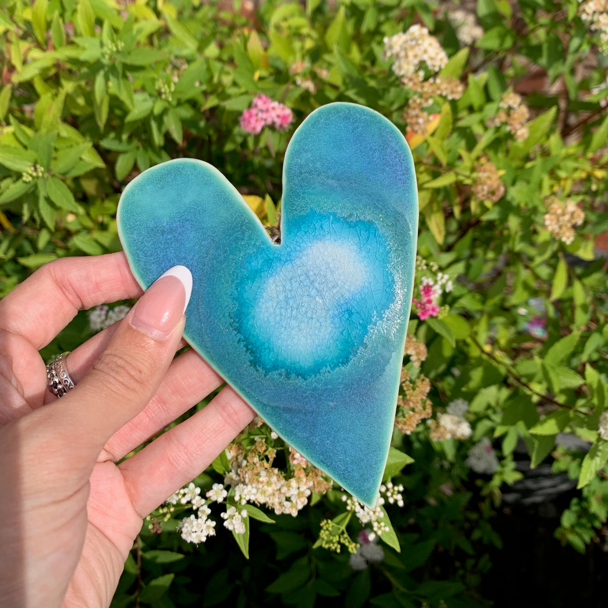 Large blue ceramic heart