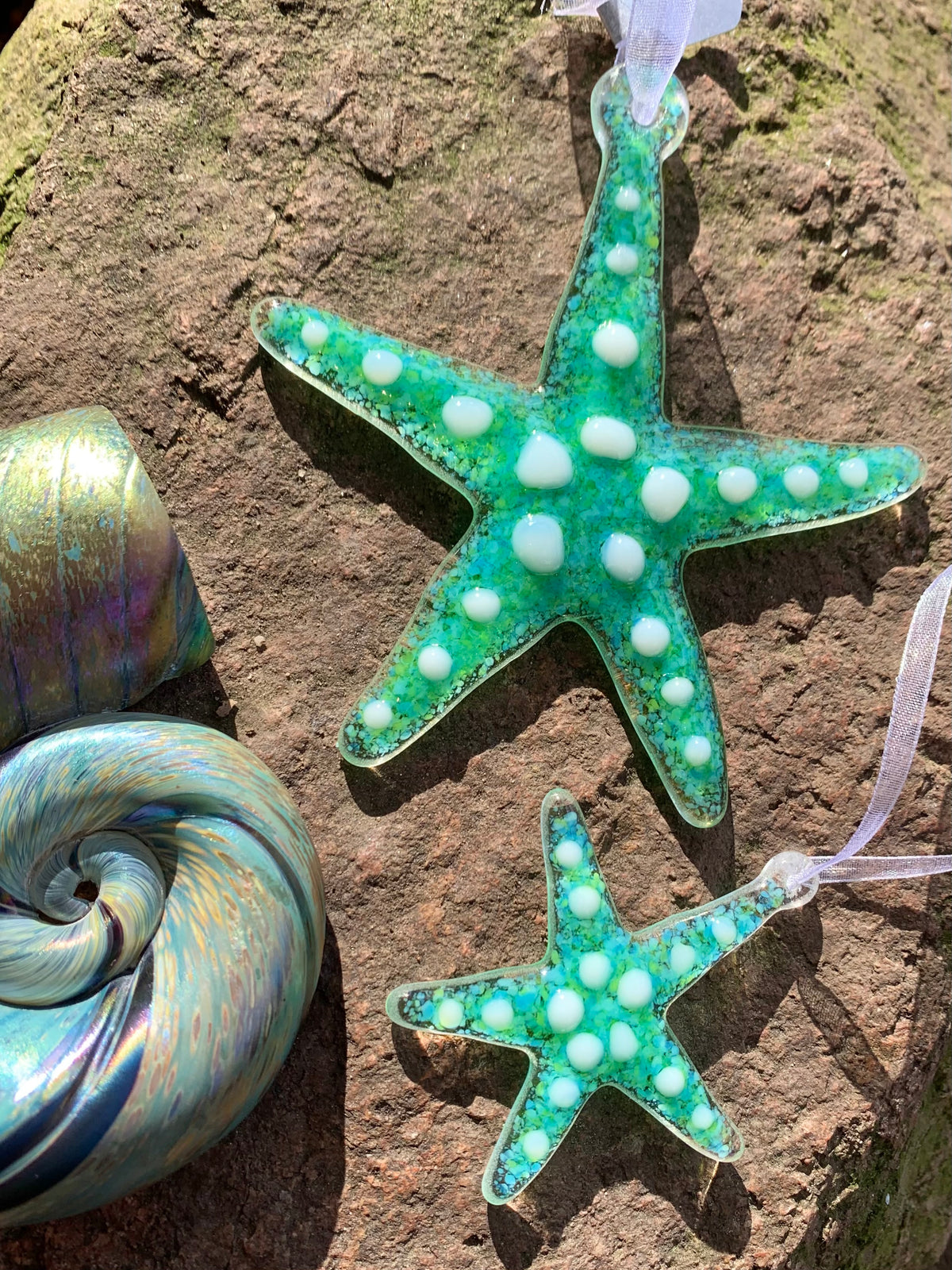 Hanging glass starfish decorations