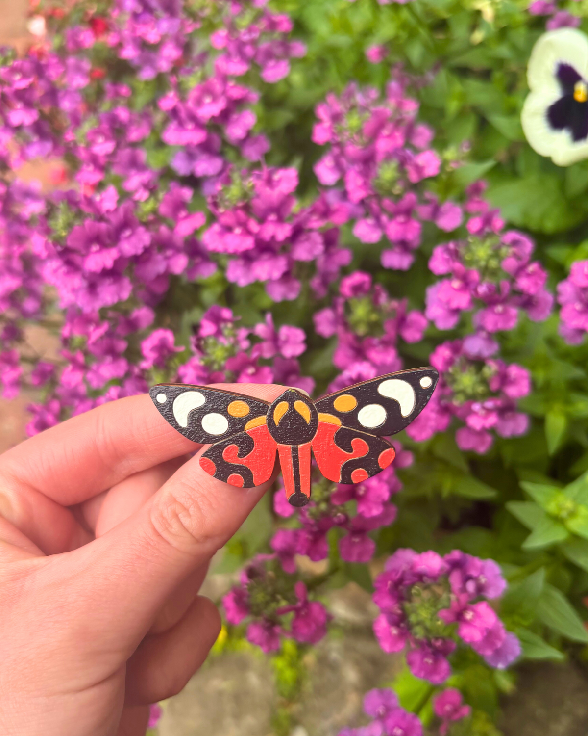 Hand Painted Moth Brooch