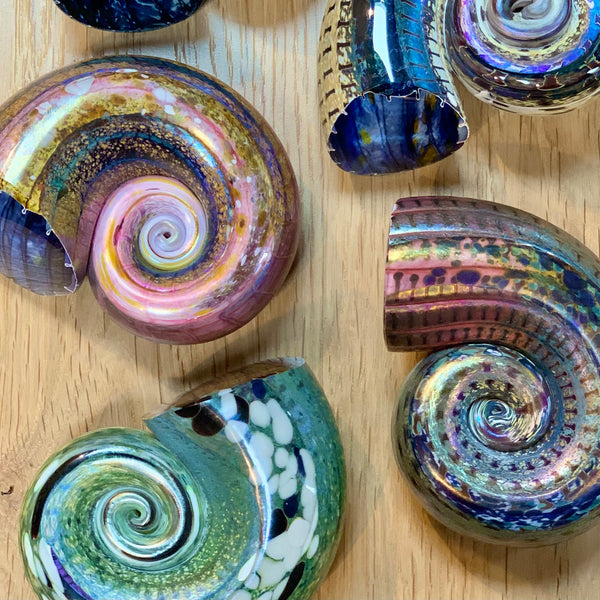 Iridescent glass shell - Pink and Blue - Ferrers Gallery