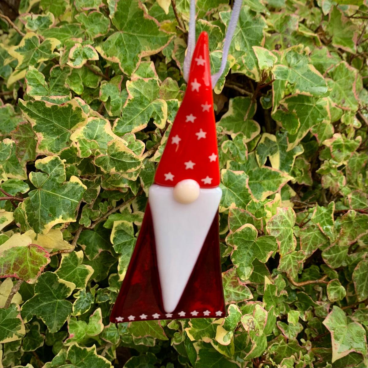 Handmade glass gonk decoration in red