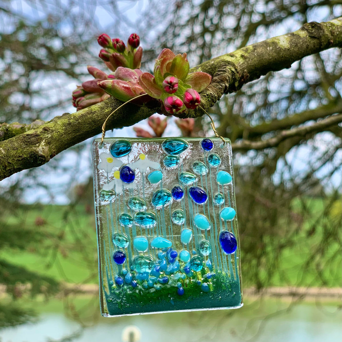 Small fused glass hanging decoration