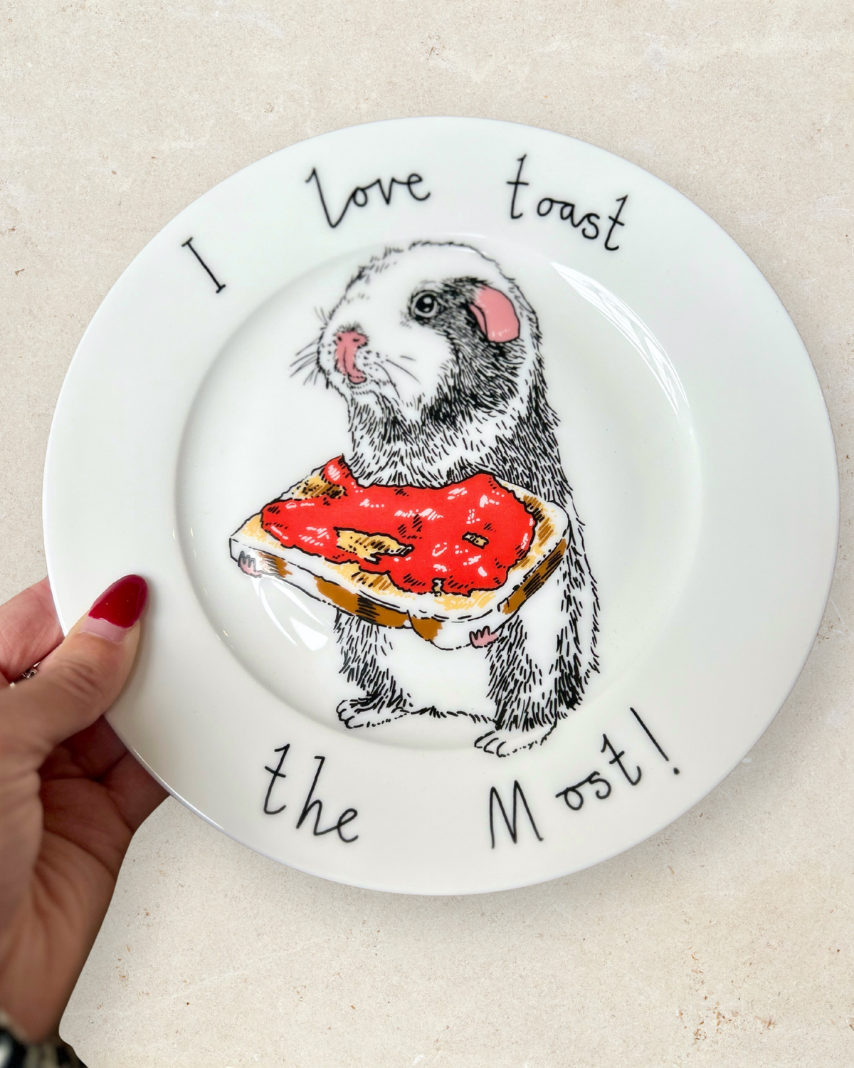 Guinea Pig Plate &#39;I love toast the most!&#39;